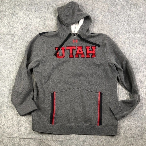 Under Armour Utah Hoodie Pullover Mens Large Sweatshirt Grey Loose Cold Gear - Picture 1 of 7